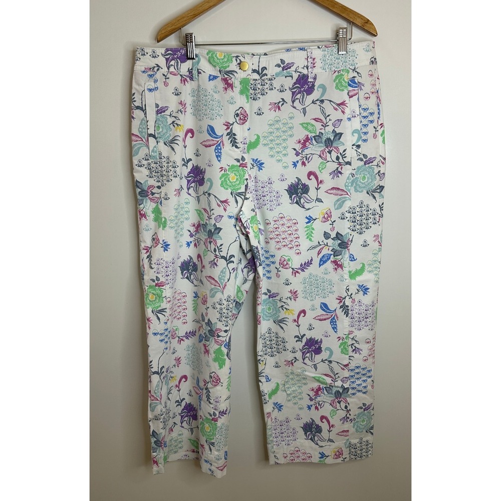 Talbots Straight Crop Pants in Whimsical Jacobean Floral Print Size 16 Summer - Picture 13 of 14